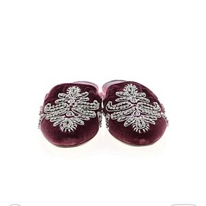 ANTONIO MELANI Oguna Burgundy jeweled Embellished velvet Mules